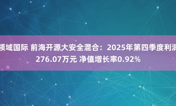 领域国际 前海开源大安全混合：2025年第四季度利润276.07万元 净值增长率0.92%